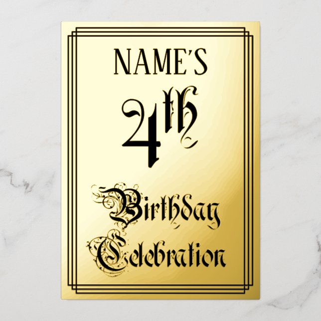4th Birthday Party — Elegant Script + Custom Name (Front)