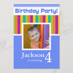 4th Birthday Party Invitations Fun Neon Boy