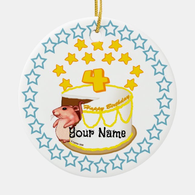 4th Birthday Party Mouse Birthday  ornaments (Front)
