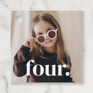 4th Birthday Photo - four Favour Tags