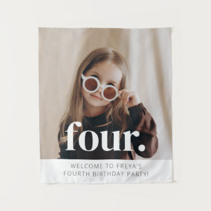 4th Birthday Photo Welcome Sign Tapestry