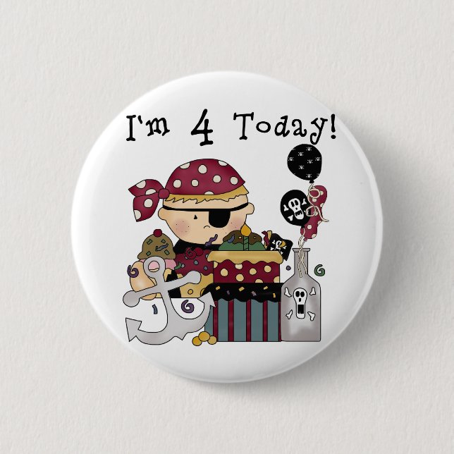 4th Birthday Pirate Tshirts and Gifts 6 Cm Round Badge (Front)