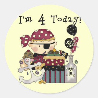 4th Birthday Pirate Tshirts and Gifts Classic Round Sticker