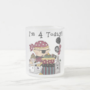 4th Birthday Pirate Tshirts and Gifts Frosted Glass Coffee Mug