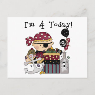 4th Birthday Pirate Tshirts and Gifts Postcard