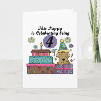4th Birthday Puppy T-shirts and Gifts Card