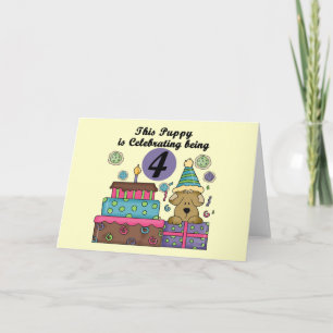 4th Birthday Puppy T-shirts and Gifts Card