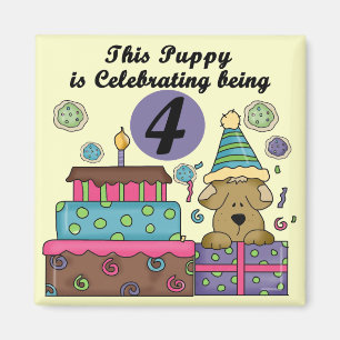 4th Birthday Puppy T-shirts and Gifts Magnet