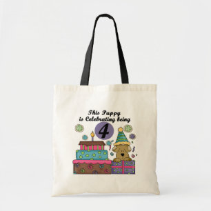 4th Birthday Puppy T-shirts and Gifts Tote Bag