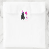4th Birthday Puppy Theme- Cute Dog Pink Girl Pawty Classic Round Sticker (Bag)