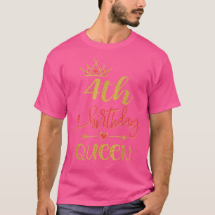 4th Birthday Queen 4 Years Old Girls Bday Themed T-Shirt