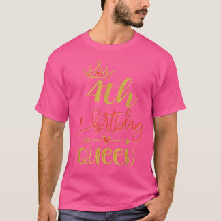 4th Birthday Queen 4 Years Old Girls Bday Themed T-Shirt