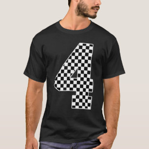 4th Birthday Race Car Four 4 Year Old Chequered Fl T-Shirt