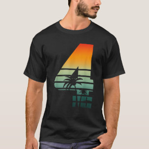 4th Birthday Retro Beach Summer Themed 4 Year Old T-Shirt