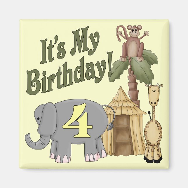 4th Birthday Safari Magnet (Front)