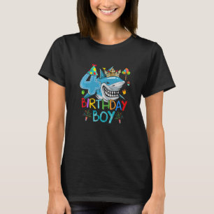 4th Birthday Shark Ocean Theme Party 4 Years Old F T-Shirt