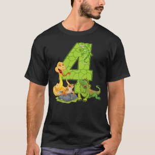4th Birthday Snake Lizard Reptile 4 Year Old Birth T-Shirt