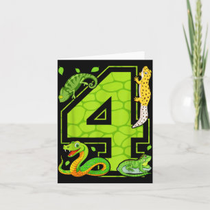 4th Birthday Snake Lizard Reptile 4 Year Old Party Card
