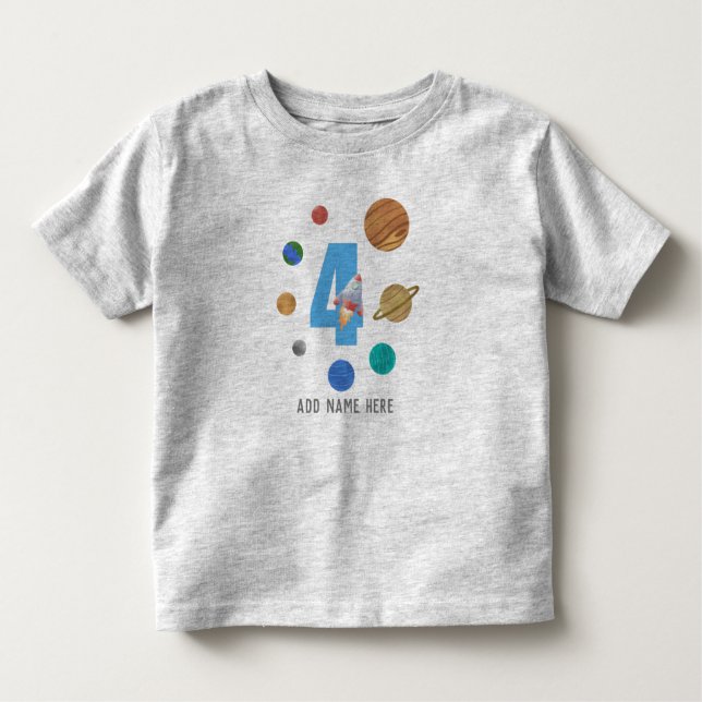4th Birthday Solar System Planets  Toddler T-Shirt (Front)