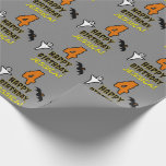 4th Birthday: Spooky Halloween Theme   Custom Name Wrapping Paper<br><div class="desc">This scary and spooky Hallowe'en birthday themed wrapping paper design features a large number "4". It also features the message "HAPPY BIRTHDAY, ", plus a customisable name. There are also depictions of a ghost and a bat on the front. Wrapping paper like this might be fun to use when wrapping...</div>