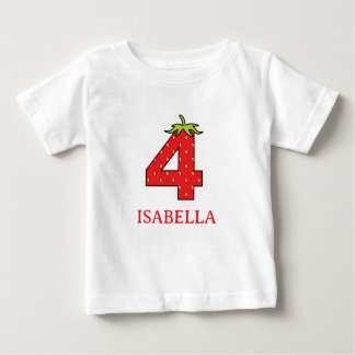 4th Birthday strawberry theme Party  Baby T-Shirt