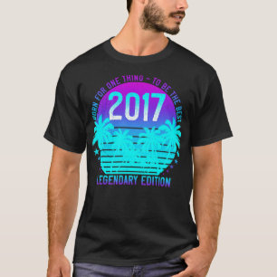 4th Birthday Vintage 2017 Aesthetic Sunset Palm T-Shirt