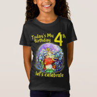 4th Birthday Yellow Fairy In Mushroom Motif