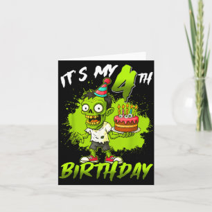 4th Birthday Zombie 4 Years Old Happy Halloween Card