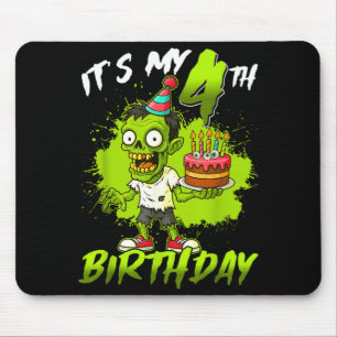 4th Birthday Zombie 4 Years Old Happy Halloween Mouse Pad