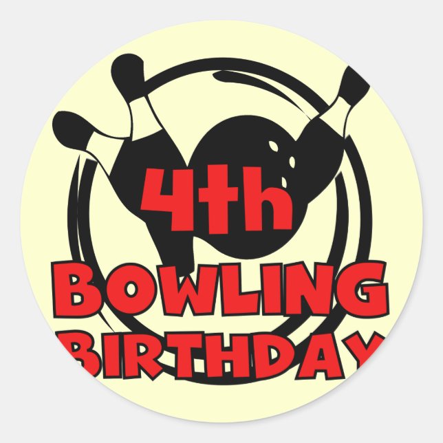 4th Bowling Birthday Tshirts and Gifts Classic Round Sticker (Front)
