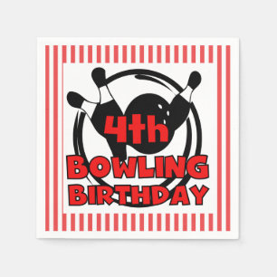 4th Bowling Sports Birthday Paper Napkins