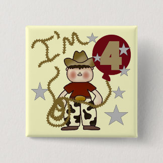 4th Cowboy Birthday Tshirts and Gifts 15 Cm Square Badge