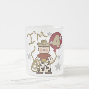 4th Cowboy Birthday Tshirts and Gifts Frosted Glass Coffee Mug
