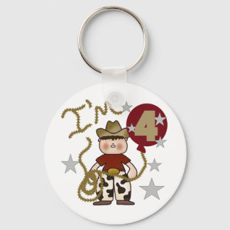 4th Cowboy Birthday Tshirts and Gifts Key Ring