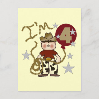 4th Cowboy Birthday Tshirts and Gifts Postcard