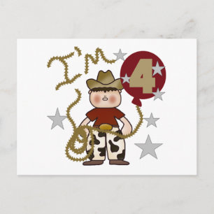 4th Cowboy Birthday Tshirts and Gifts Postcard