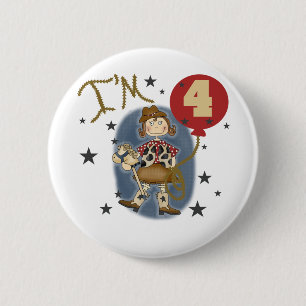 4th Cowgirl Birthday Tshirts and Gifts 6 Cm Round Badge