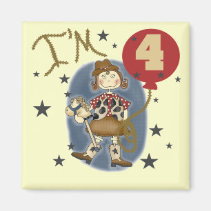 4th Cowgirl Birthday Tshirts and Gifts Magnet