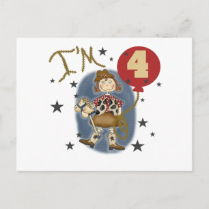 4th Cowgirl Birthday Tshirts and Gifts Postcard
