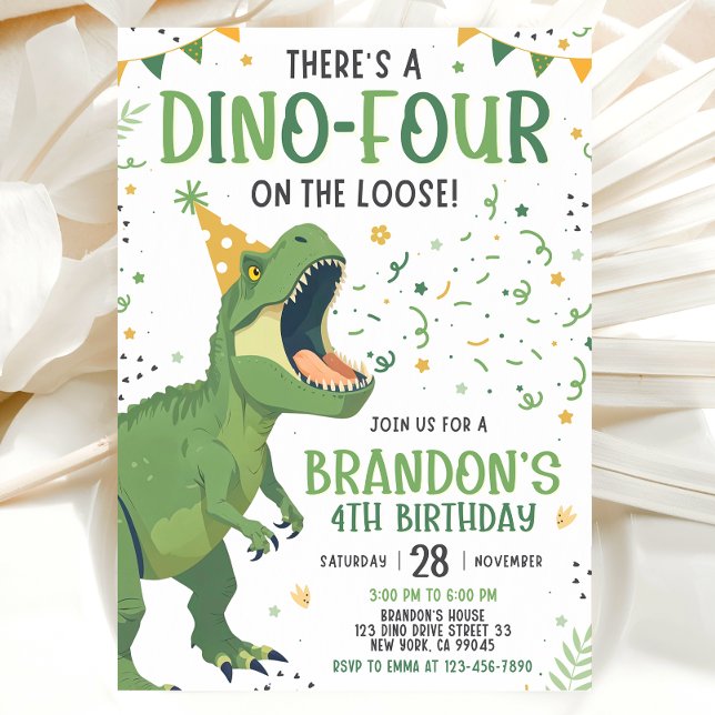 4th Dinosaur Birthday Invitation (Creator Uploaded)