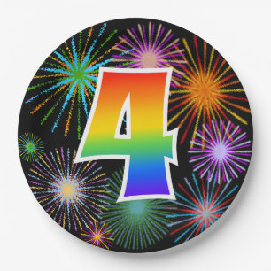 4th Event - Fun, Colourful, Bold, Rainbow 4 Paper Plate