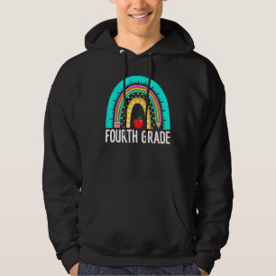 4th Fourth Grade Cute Rainbow Back To School Teach Hoodie