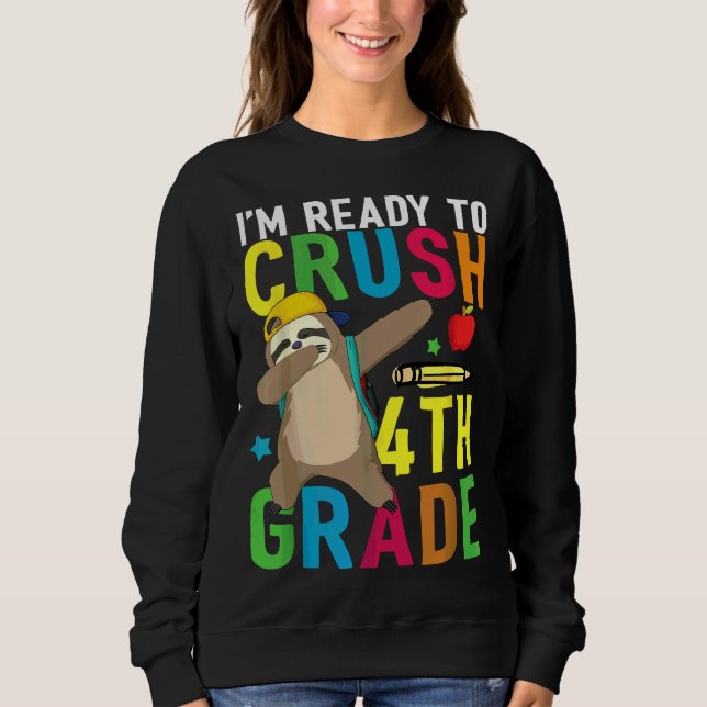 4th Fourth Grade Dabbing Sloth Back To School Girl Sweatshirt (Front)