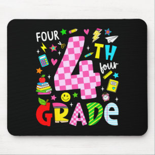 4th fourth grade retro colourful back to school mouse pad