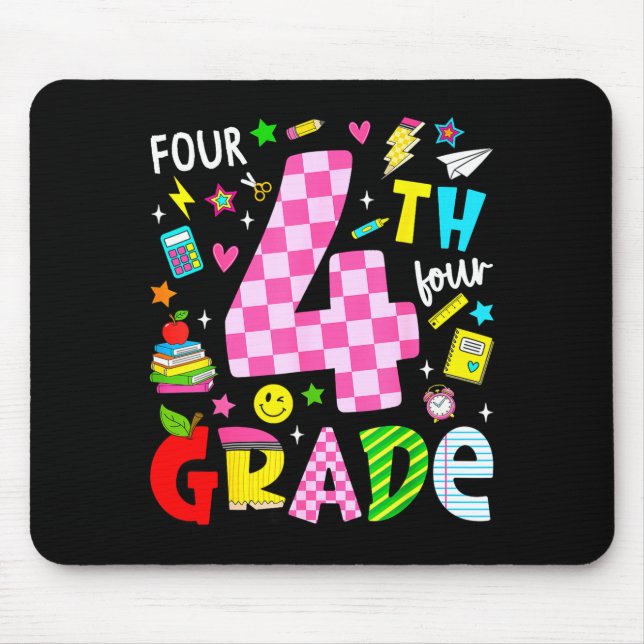 4th fourth grade retro colourful back to school mouse pad (Front)