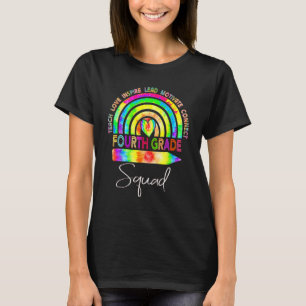4th Fourth Grade Teacher Squad Tie Dye Rainbow Bac T-Shirt