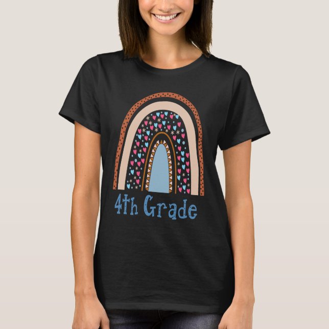 4th Fourth Grade Teacher Students Rainbow Back Sch T-Shirt (Front)