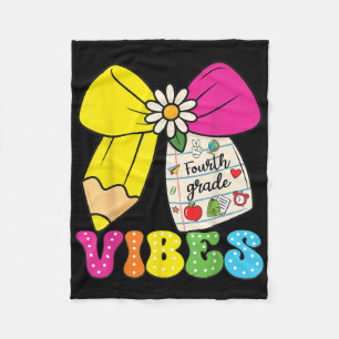 4th Fourth Grade Vibes Back To School Coquette Tea Fleece Blanket