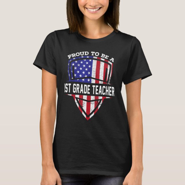 4th Fourth Of July Best 1st First Grade Teacher Us T-Shirt (Front)