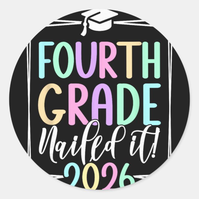 4th Grade 2026 Fourth Grade Graduation _2  Classic Round Sticker (Front)